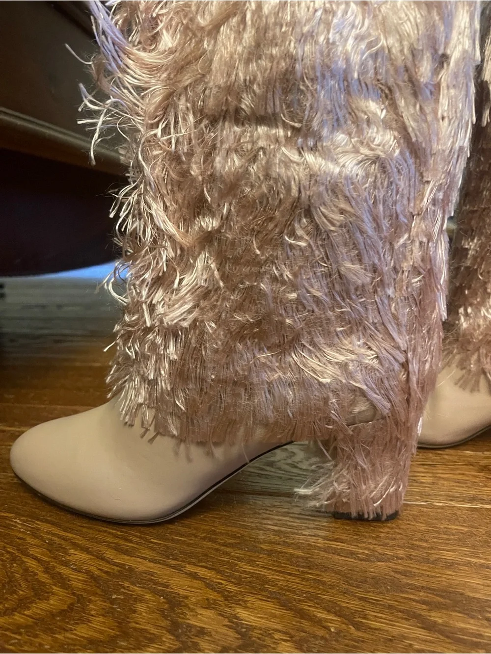 Jimmy Choo Blush Feather-Trim Over-the-Knee Boots